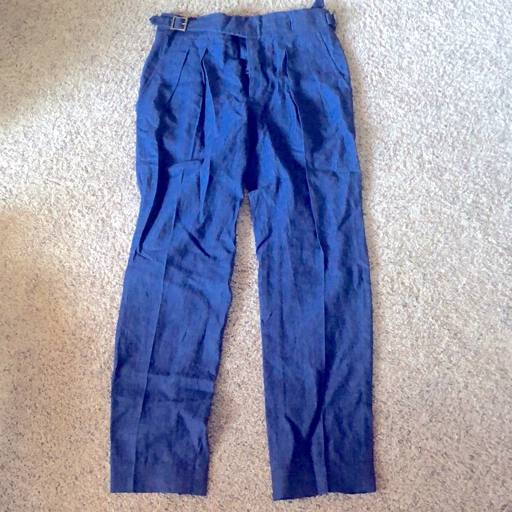 Luxire Gurkha Style Blue Linen Pant, 33 waist, 33.5 inseam.